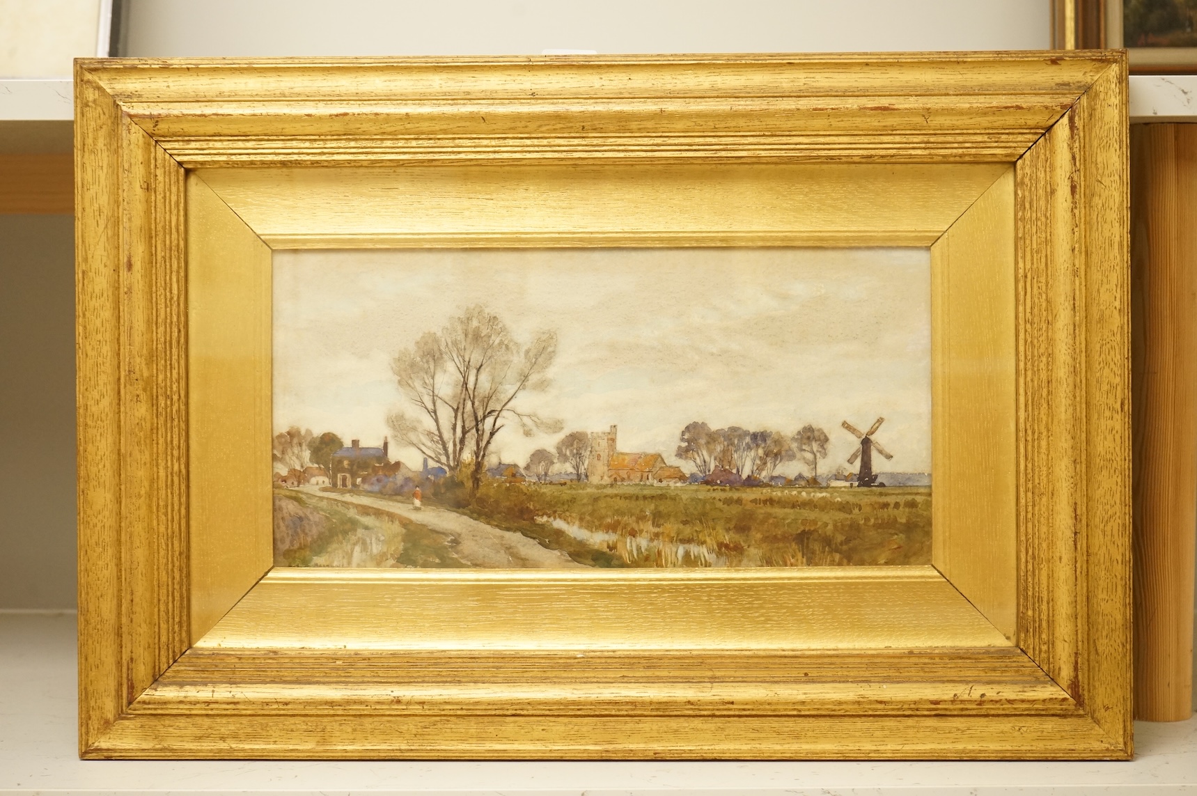Herbert Menzies Marshall (1841-1913), 'In the heart of the marshland', signed, inscribed label verso and Christie's stencil 52CB verso, watercolour, 17 x 34cm